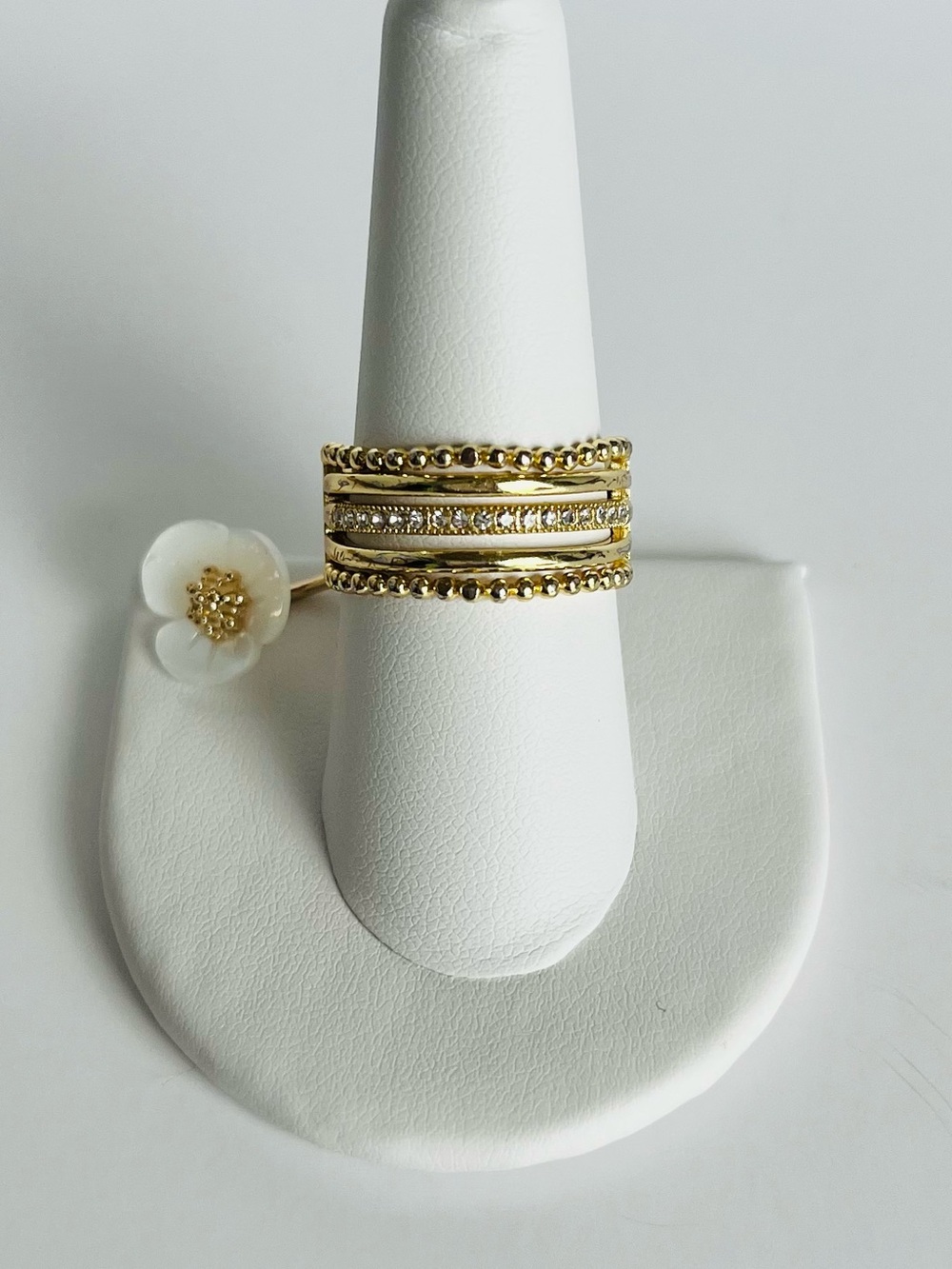 INC International Concepts Gold-Tone Layered Crystal Stack Ring Size 9